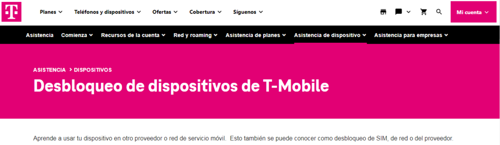 Portal de desbloqueo T-Mobile