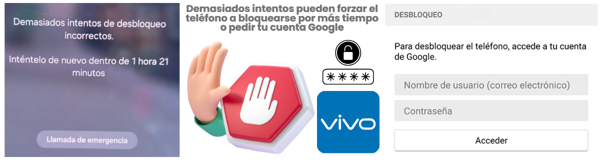 ¿Por qué no es buena idea forzar el patrón o PIN repetidamente?