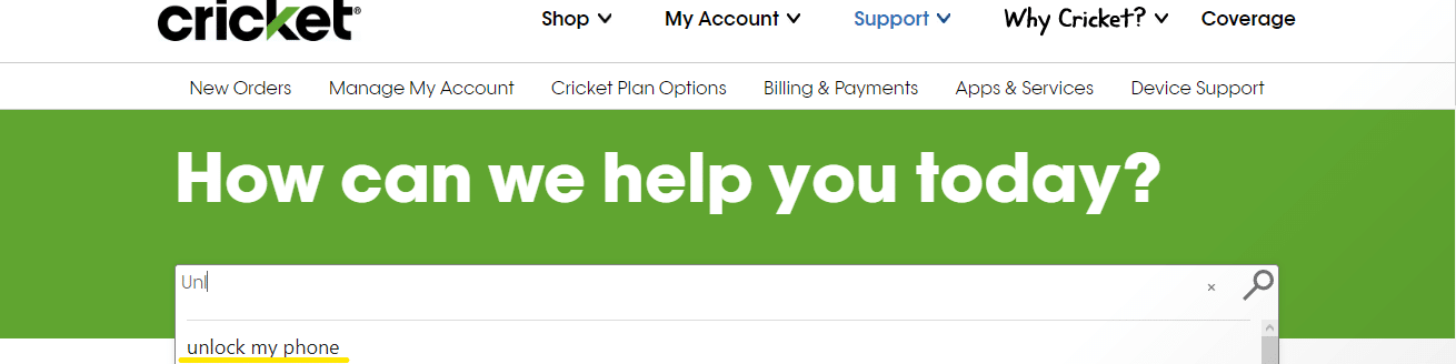 Cricket Wireless phone unlock process illustration