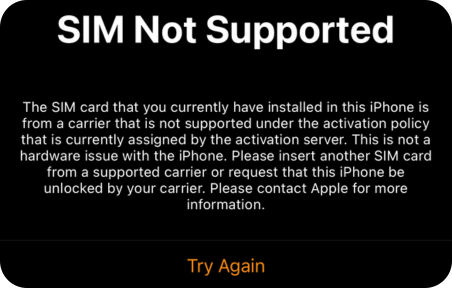 SIM not supported message on Cricket phone