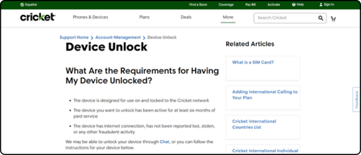 Through Cricket Directly unlock method illustration